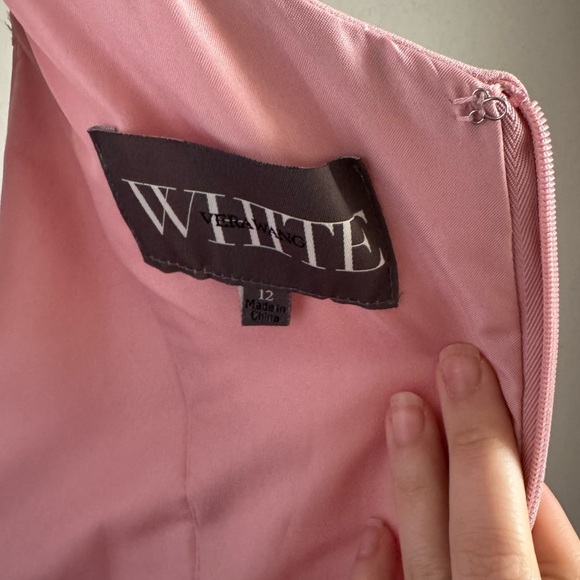 NWT White Vera Wang Ballet Pink Satin One Shoulder Bridesmaid Dress Womens 12 - Picture 7 of 9